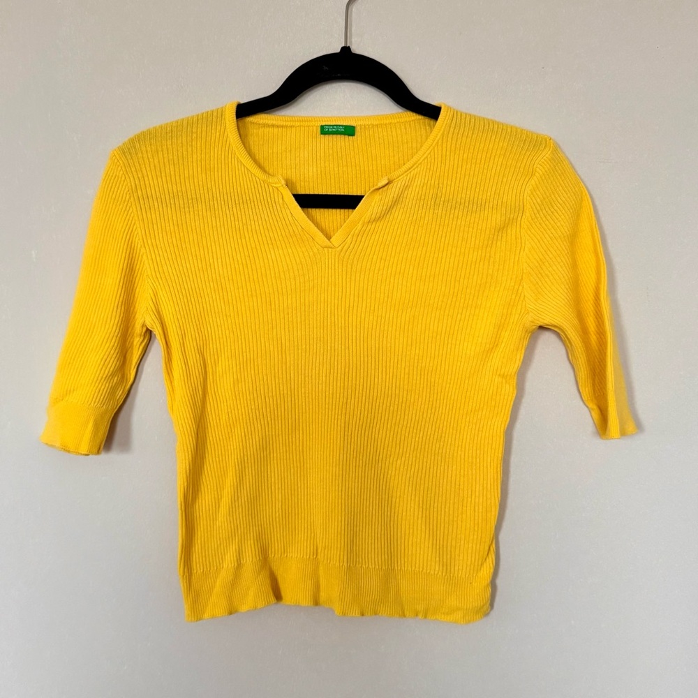 Vibrant Yellow Ribbed Knit Top size S
